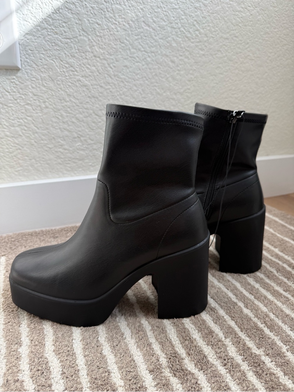Diba Black Platform Block Heel Ankle Boots